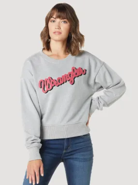 112335649 - Wrangler Women’s Script Drop Shoulder Pullover - Heather Grey