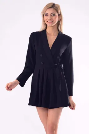 13707 Black Blazer Shorts Jumpsuit