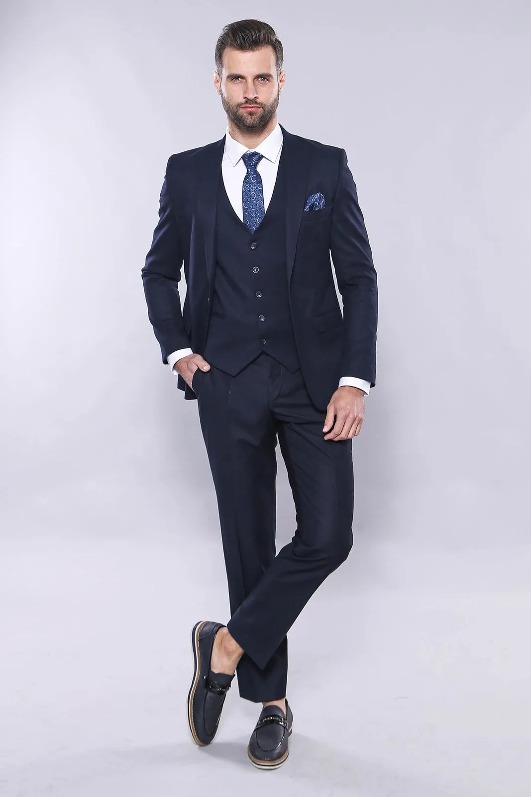 15443 Navy Blue Blazer Vest Set