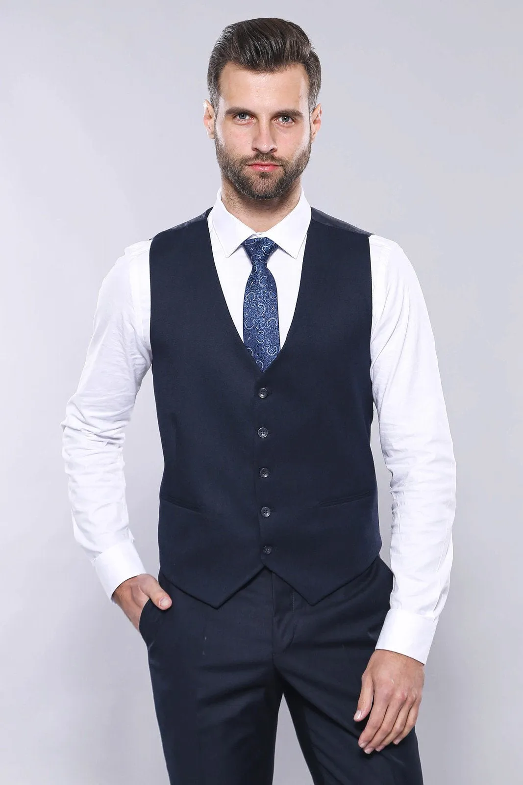 15443 Navy Blue Blazer Vest Set