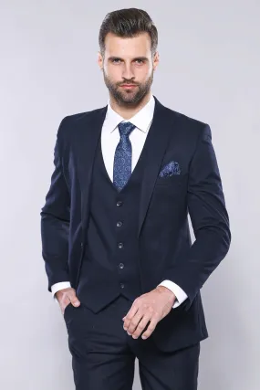 15443 Navy Blue Blazer Vest Set