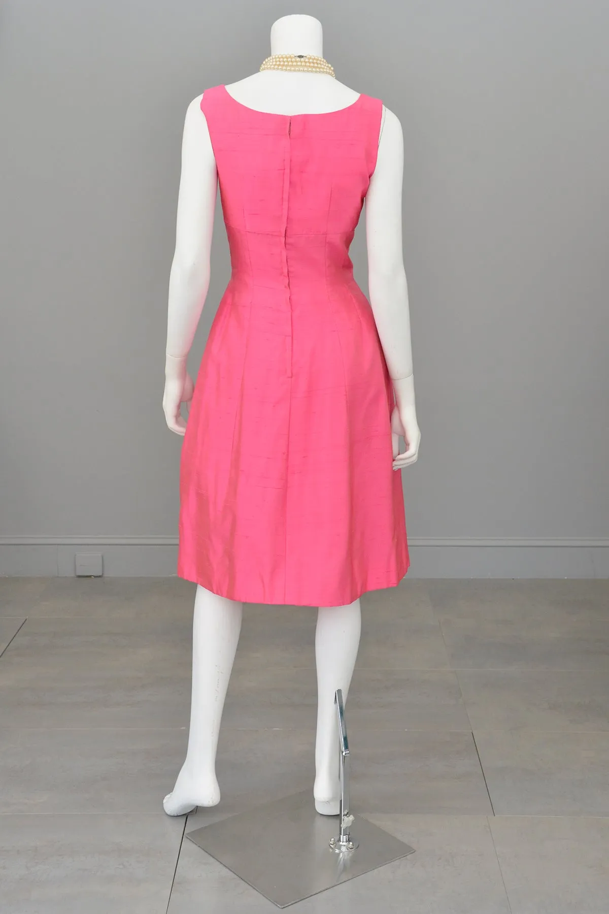 1960s Hot Pink Empire Wiggle Dress with Matching Bow Bolero