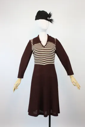 1970s does 1930s knit dress small medium | new fall