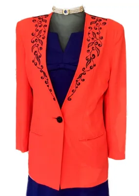 1980s Red Embellished David Emanuel Blazer Jacket • Diana