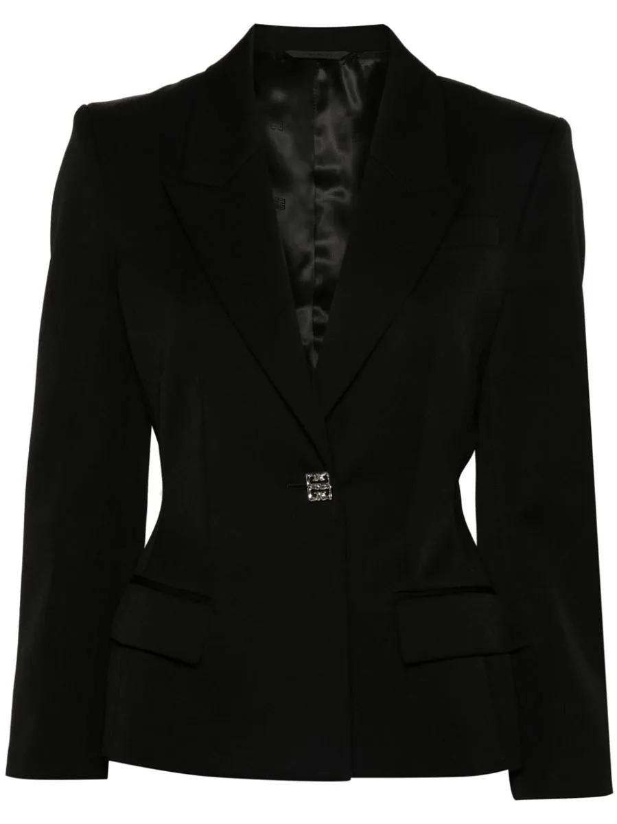 4G LIQUID-BUTTON WOOL BLAZER