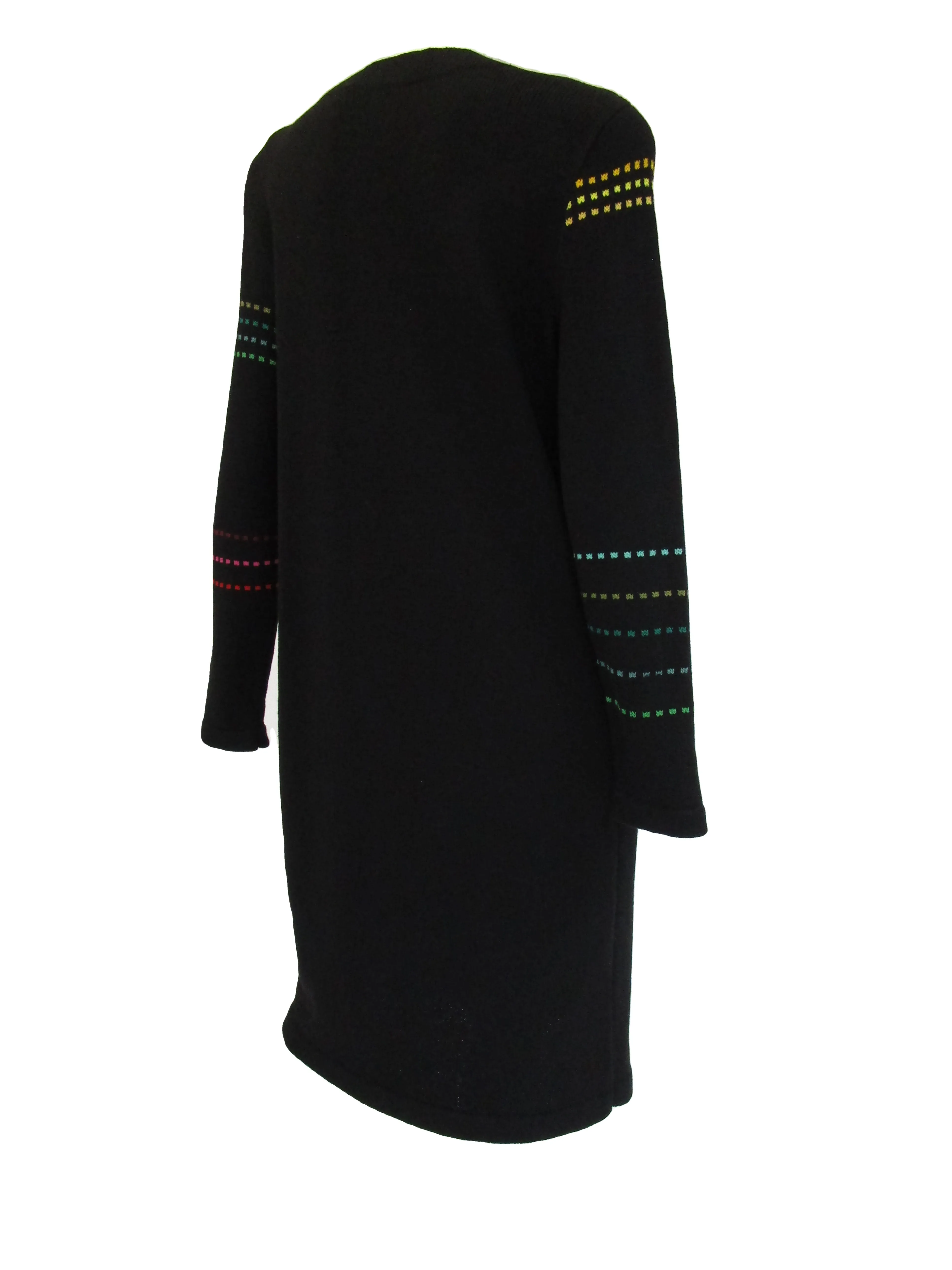 80s Black Knit Dress With Multi-color accents