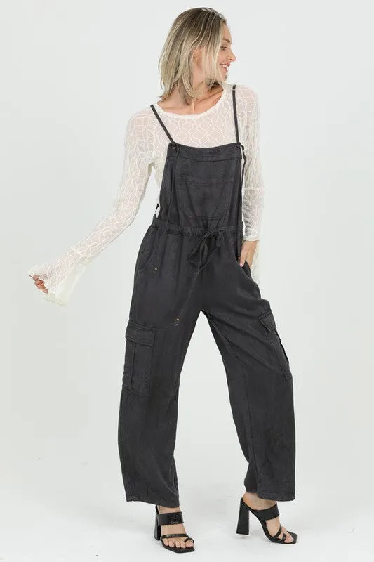 ANG113 - BLACK CARGO OVERALLS