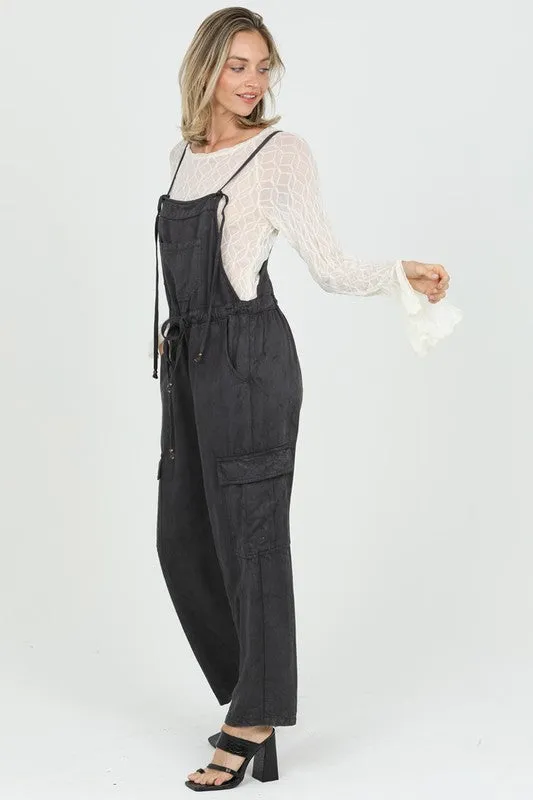 ANG113 - BLACK CARGO OVERALLS