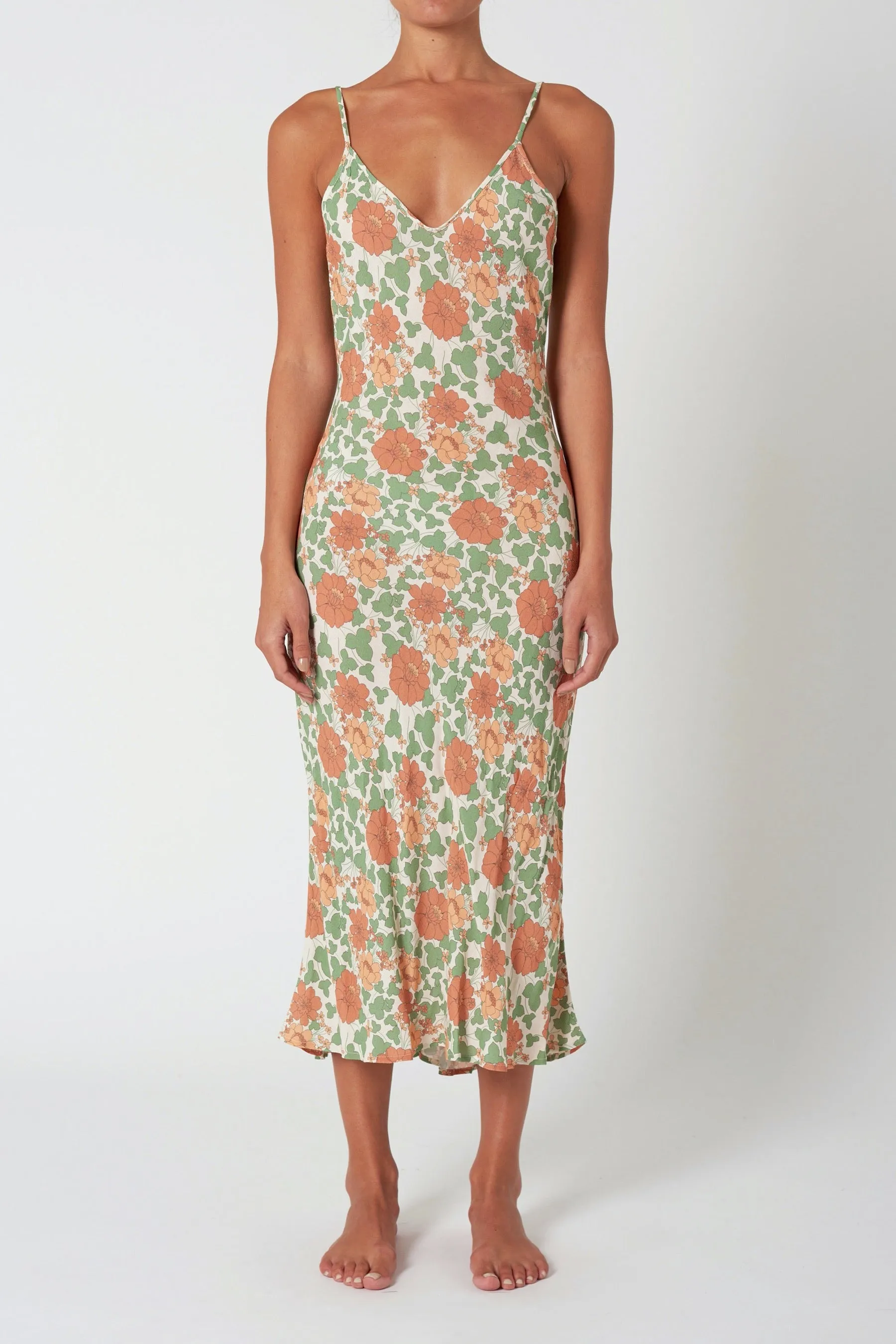 Apricot Rambling Floral Margaux Slip