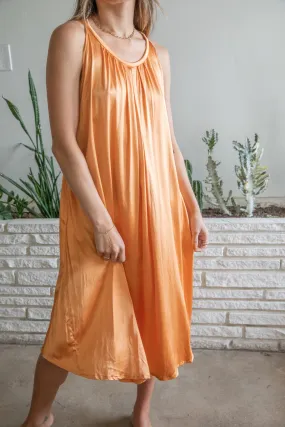 Apricot Silky Slip Dress