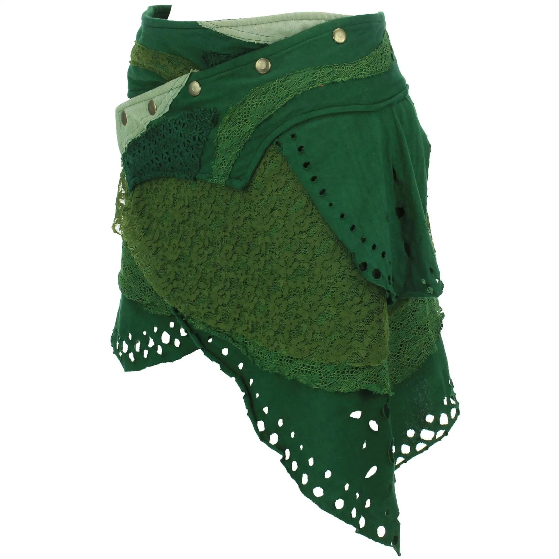 Asymmetric Short Popper Skirt - Green