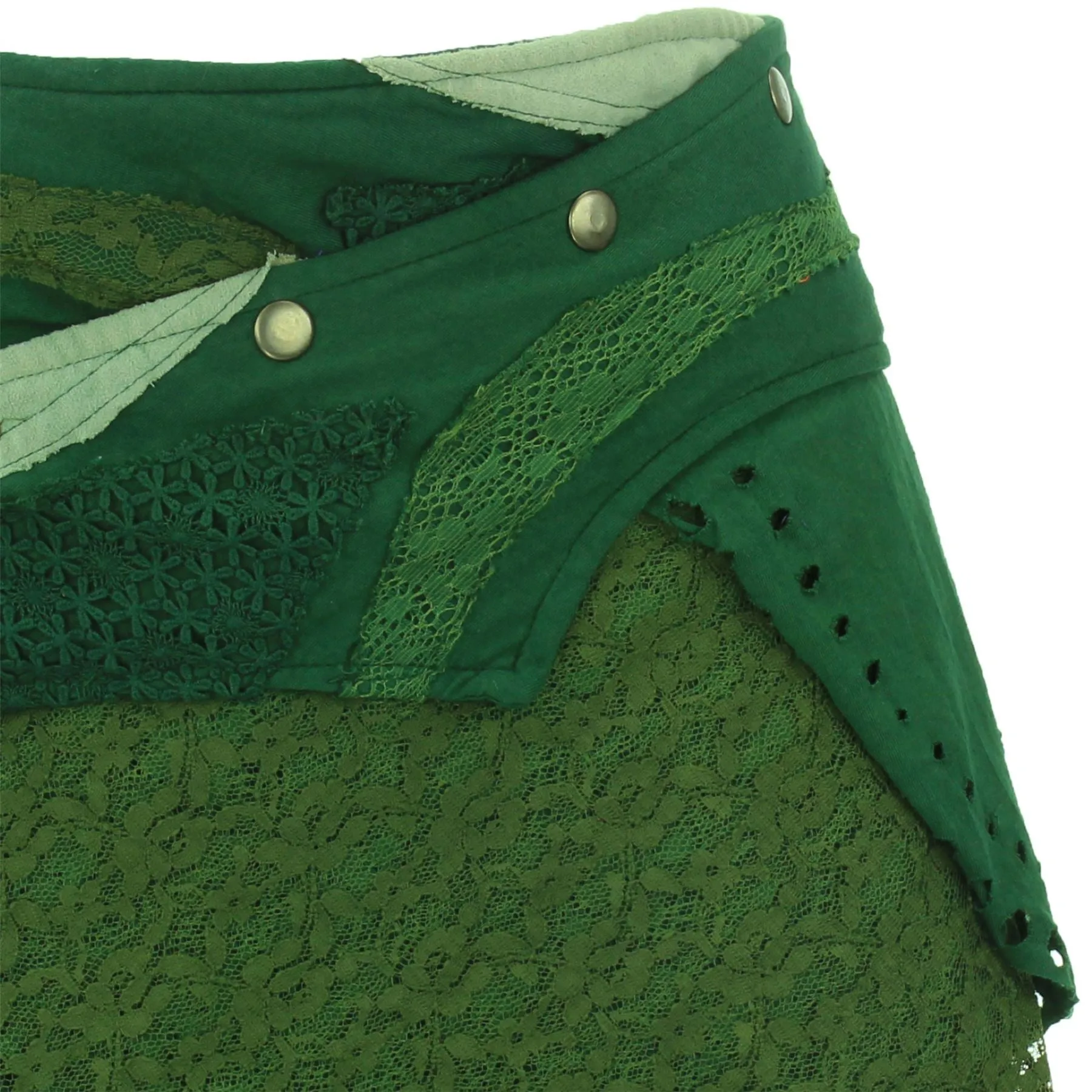 Asymmetric Short Popper Skirt - Green