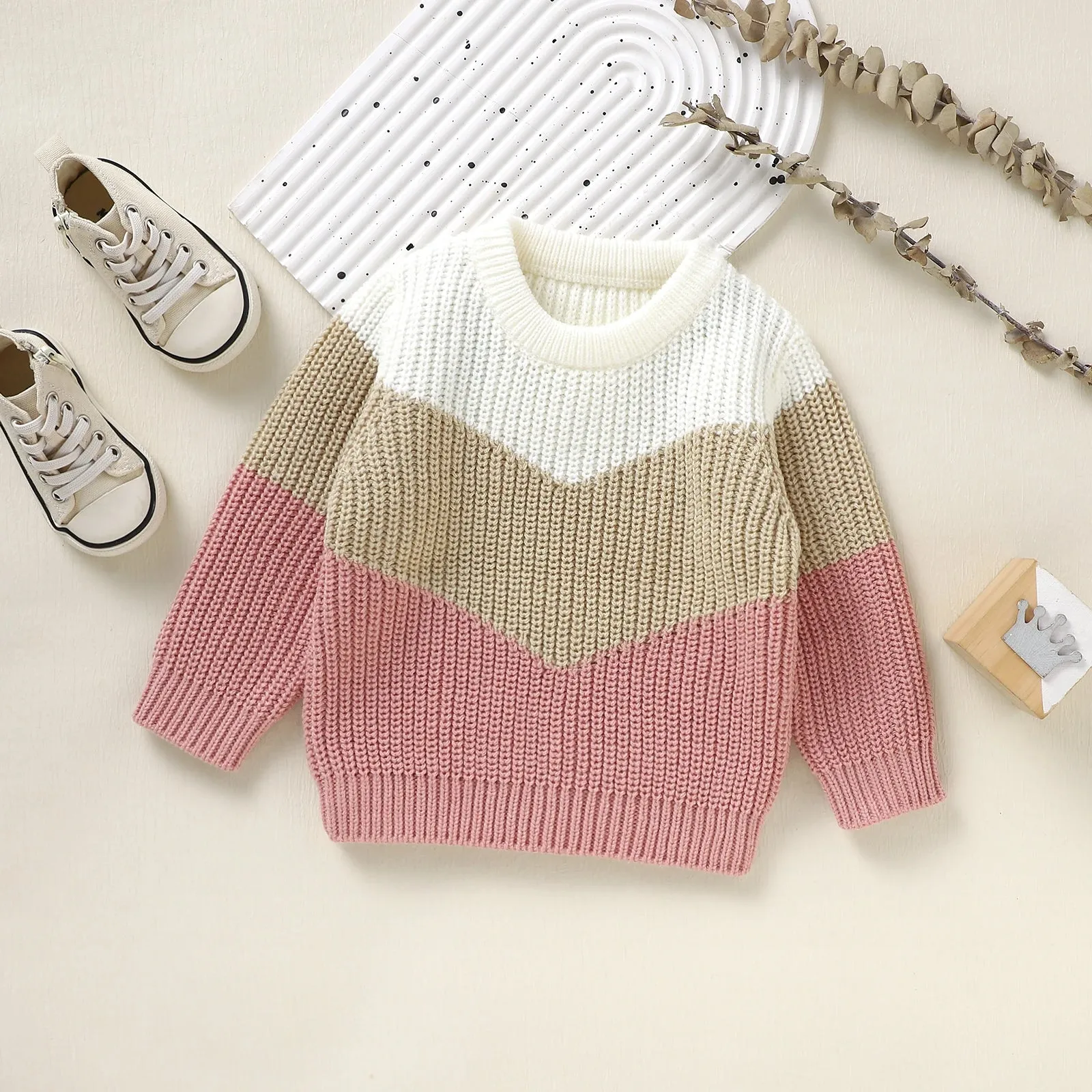 Baby Autumn Chevron Sweater Earthtone Boys Girls to 3T