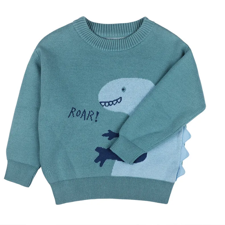 Baby Boy Cute Dinosaur Graphic Fashion Color Long Sleeves Sweater by MyKids-USA™