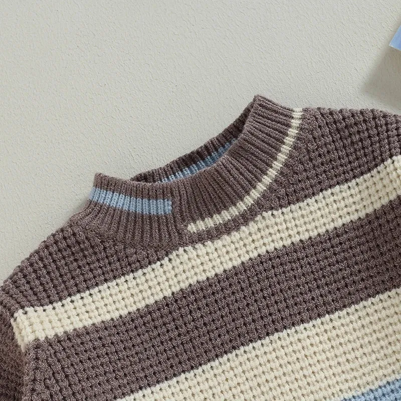 Baby Boys (to 3T) Autumn Striped Sweater - Brown Beige Blue