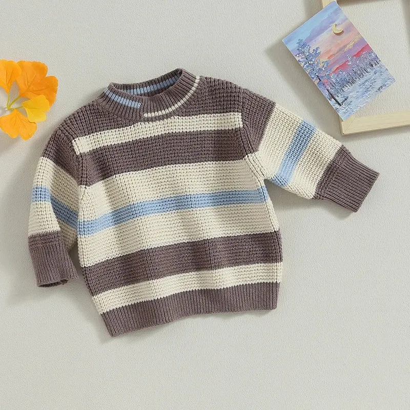 Baby Boys (to 3T) Autumn Striped Sweater - Brown Beige Blue