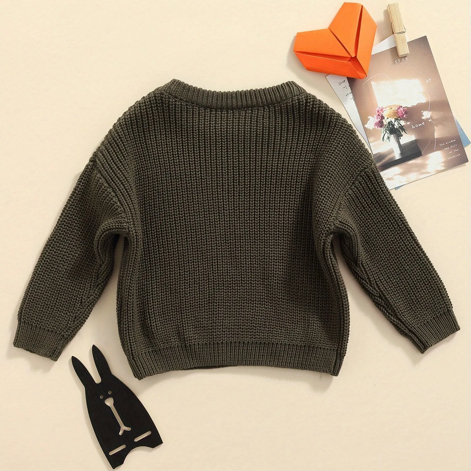 Baby Girls Boys Autumn Winter Knit Sweater Solid Color Long Sleeve Crewneck Knitwear