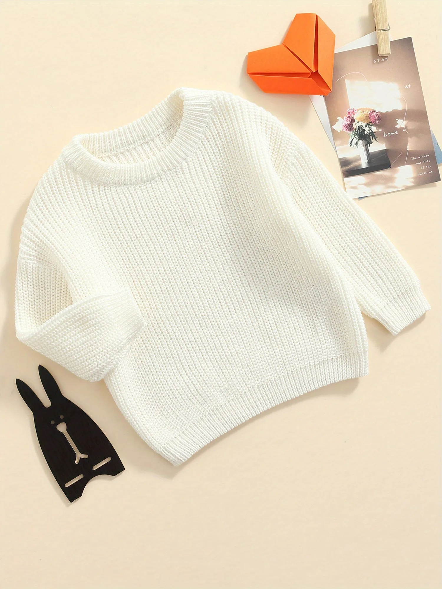 Baby Girls Boys Autumn Winter Knit Sweater Solid Color Long Sleeve Crewneck Knitwear