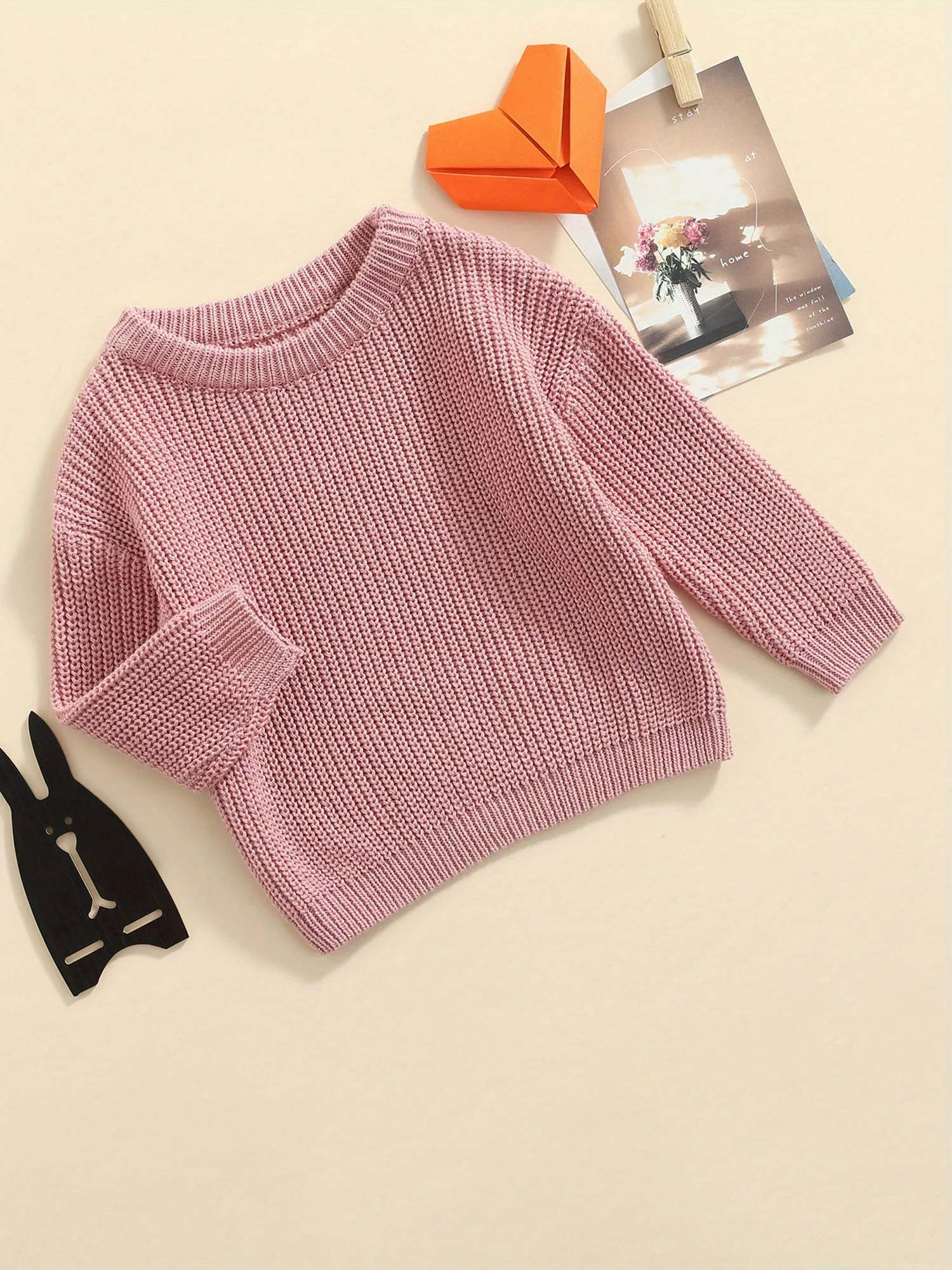 Baby Girls Boys Autumn Winter Knit Sweater Solid Color Long Sleeve Crewneck Knitwear