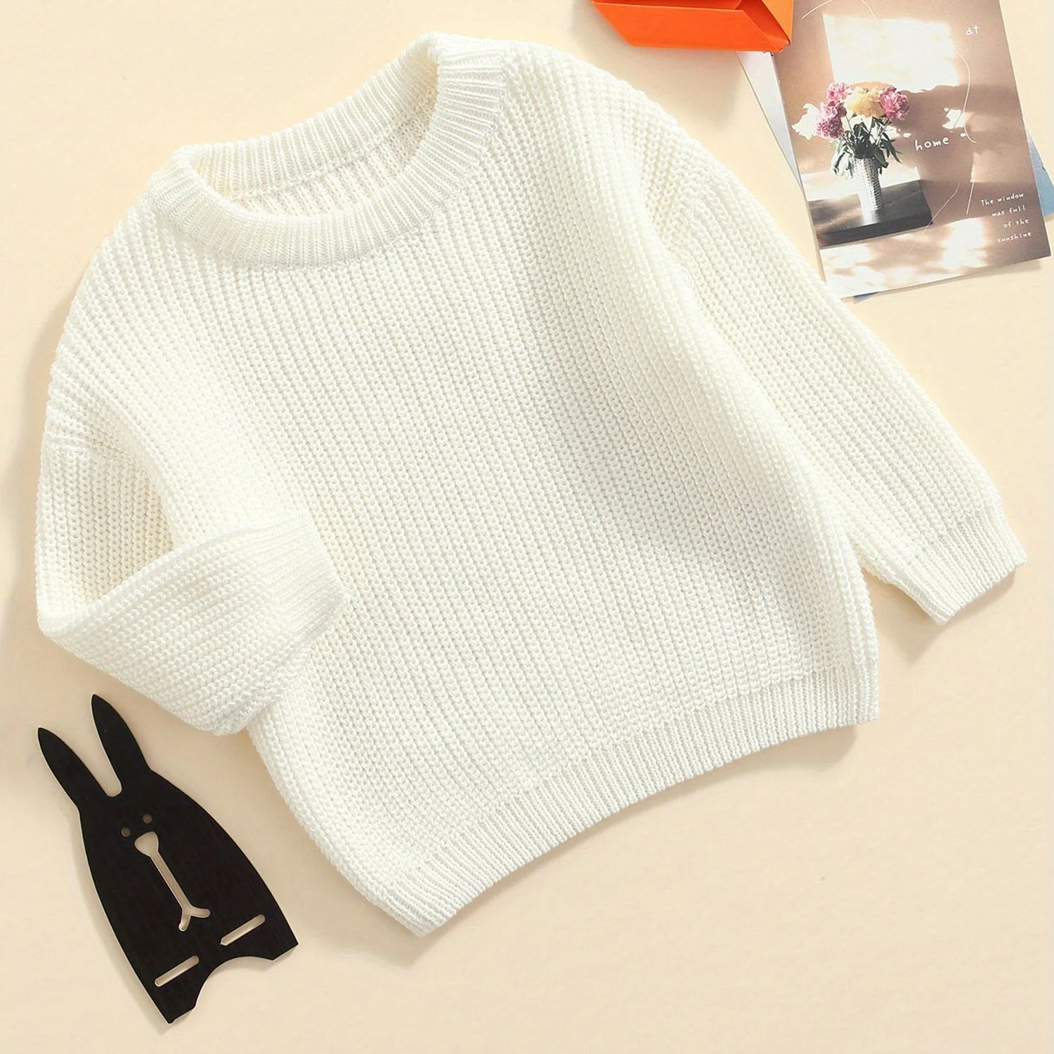 Baby Girls Boys Autumn Winter Knit Sweater Solid Color Long Sleeve Crewneck Knitwear