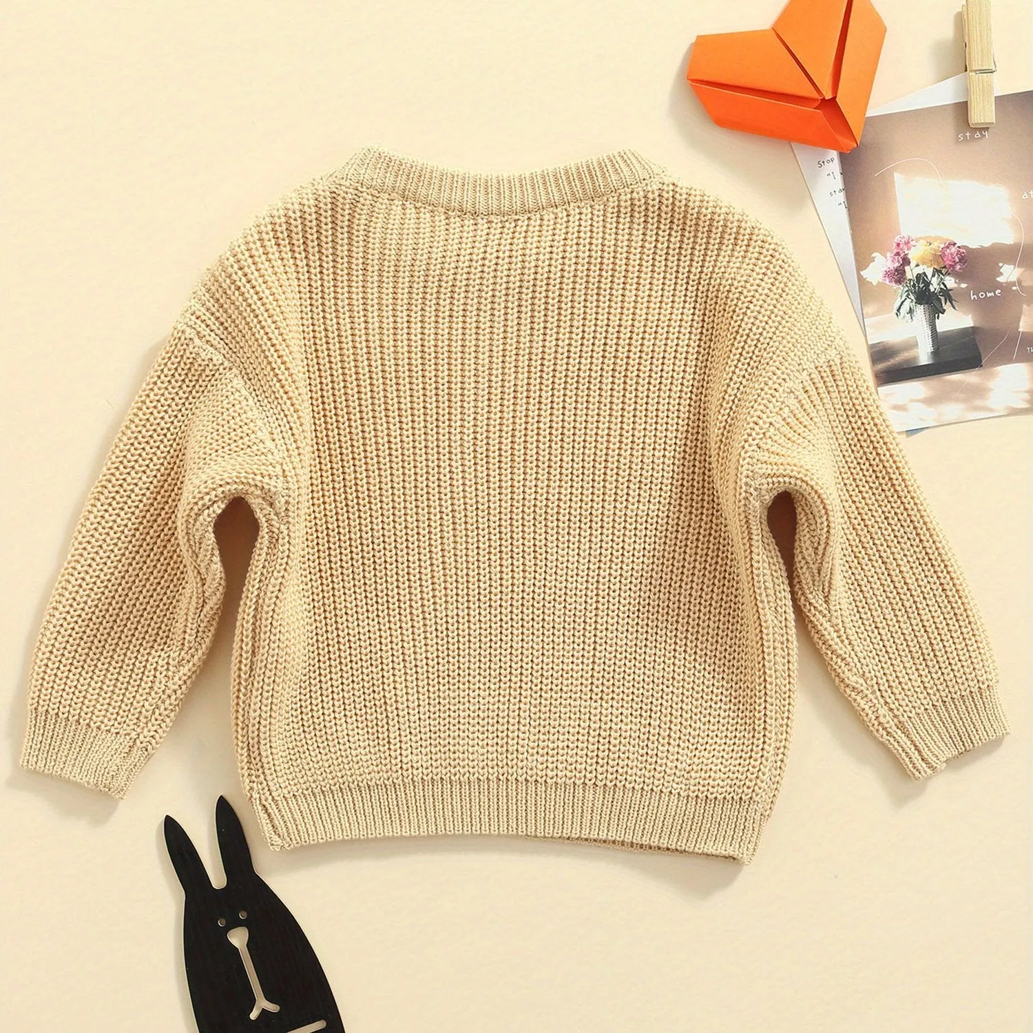 Baby Girls Boys Autumn Winter Knit Sweater Solid Color Long Sleeve Crewneck Knitwear