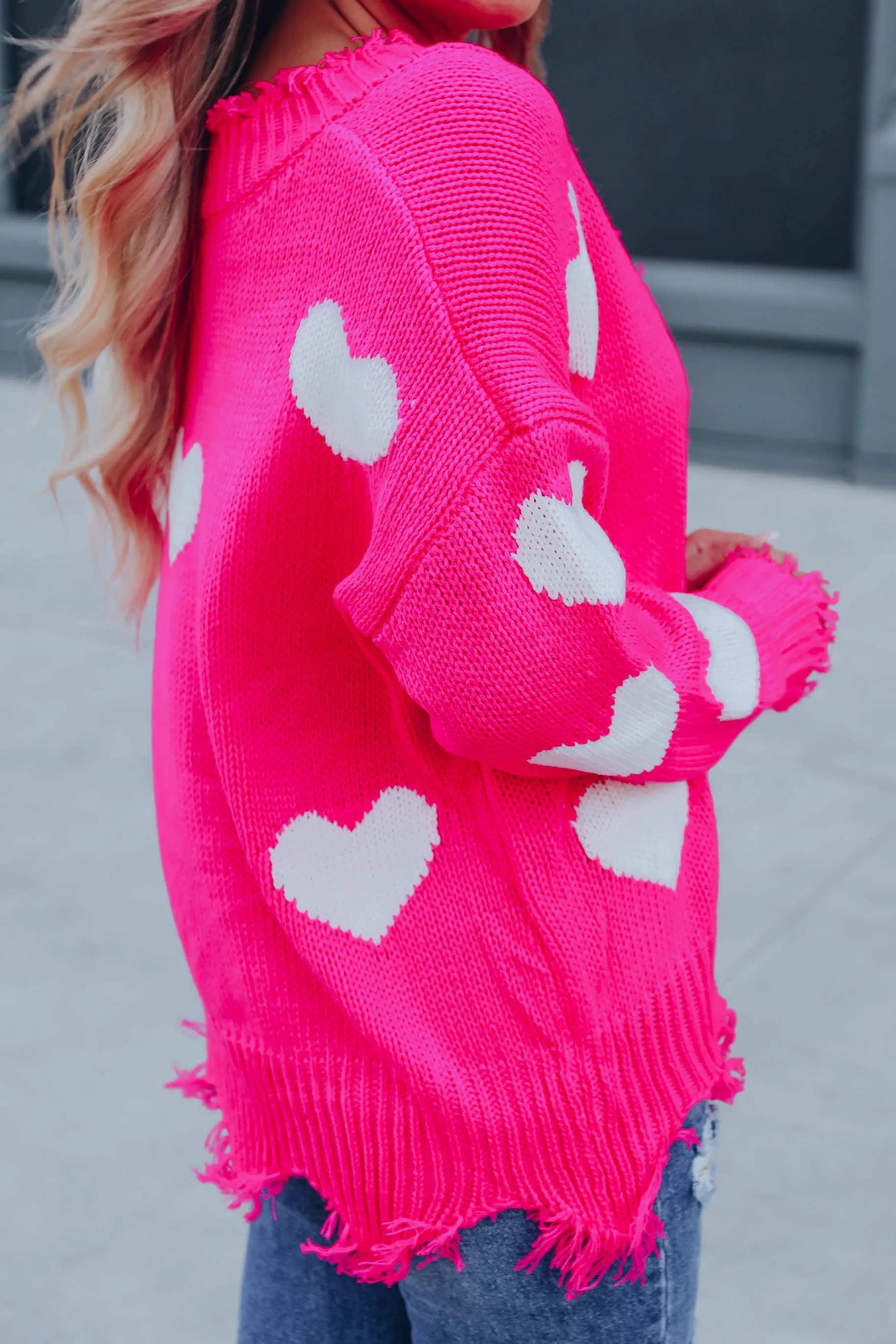 Be Mine V-Neck Heart Sweater