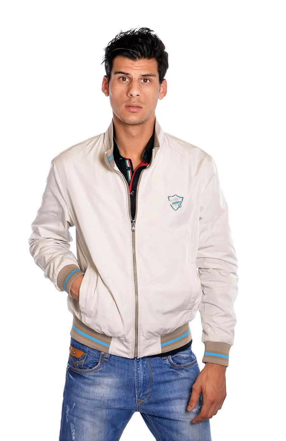 Beige Lightweight Bomber Jacket