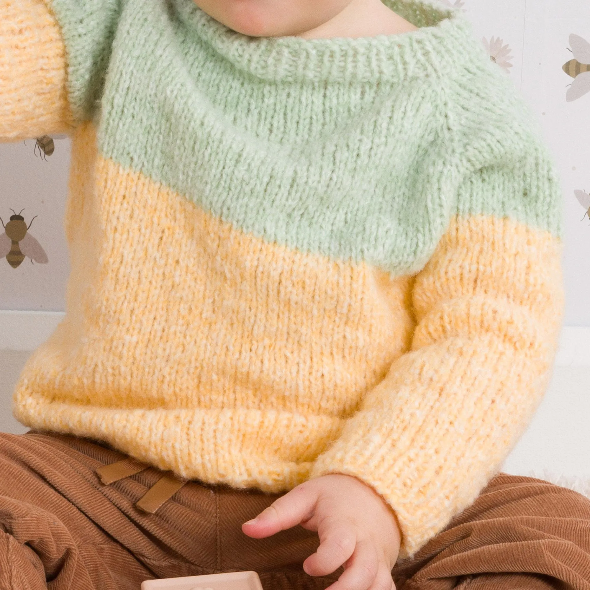 Bernat Knit Top Down Raglan Baby Pullover