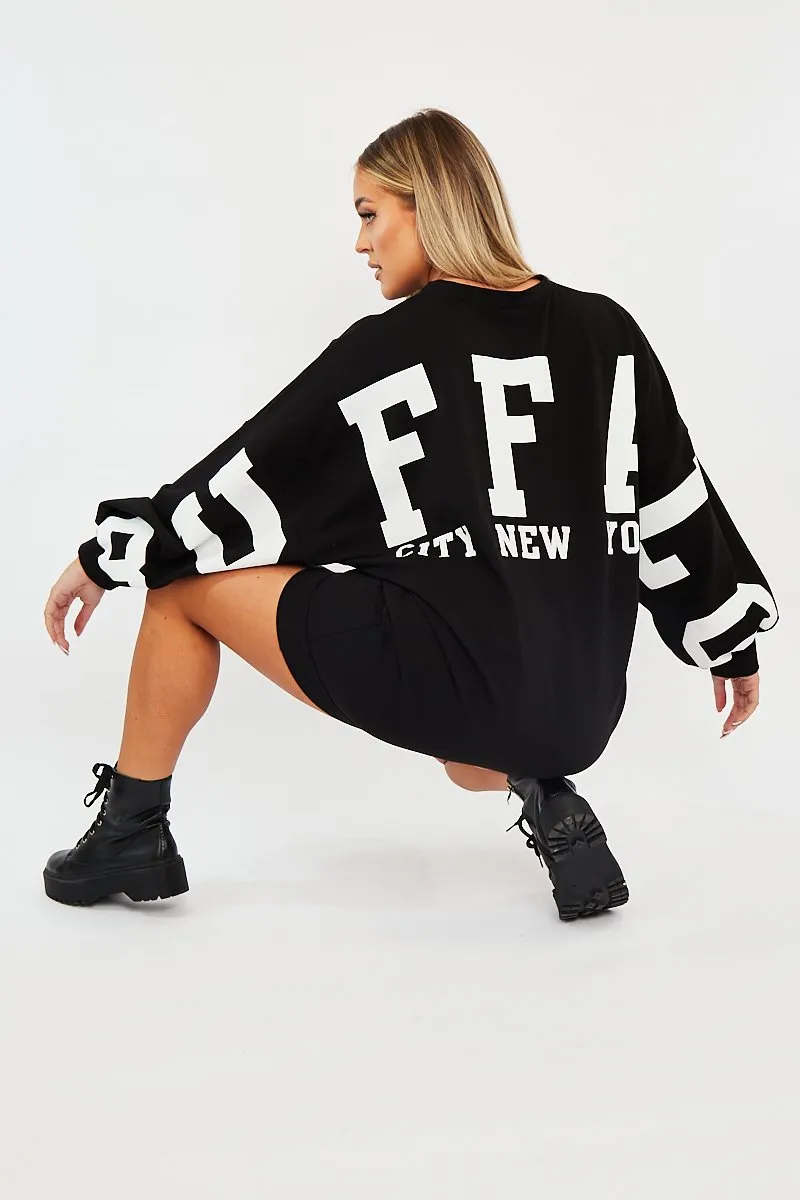 Black Buffalo New York Slogan Sweater Dress - Nazaria