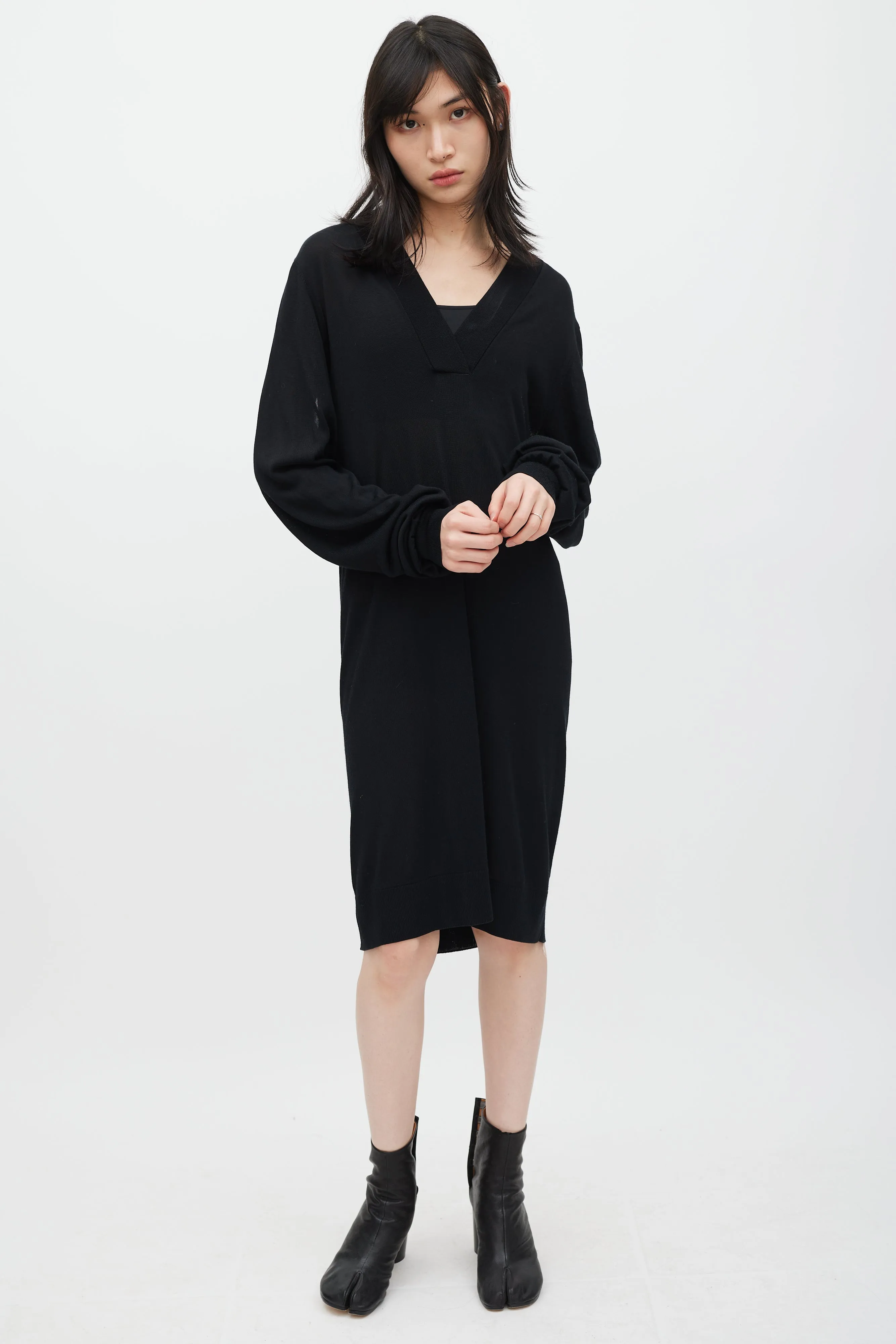 Black Knit Cutout Sweater Dress