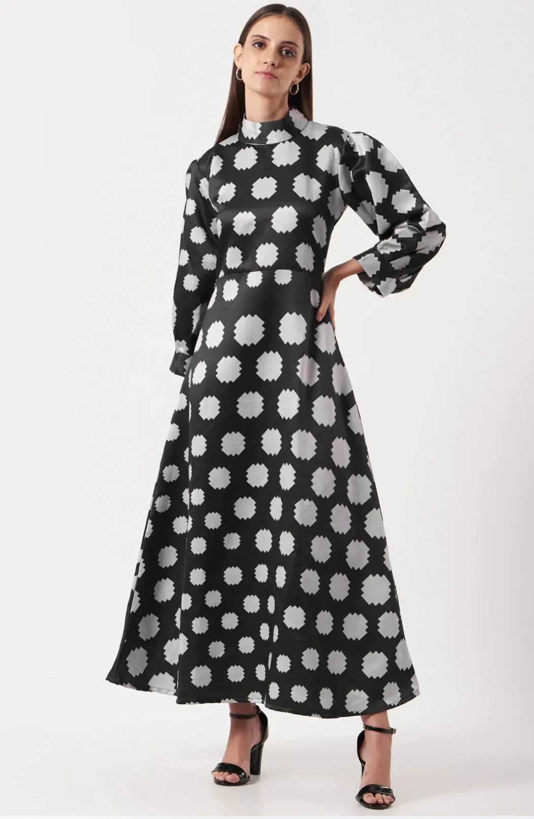 Black Polka Women's Evening long dress