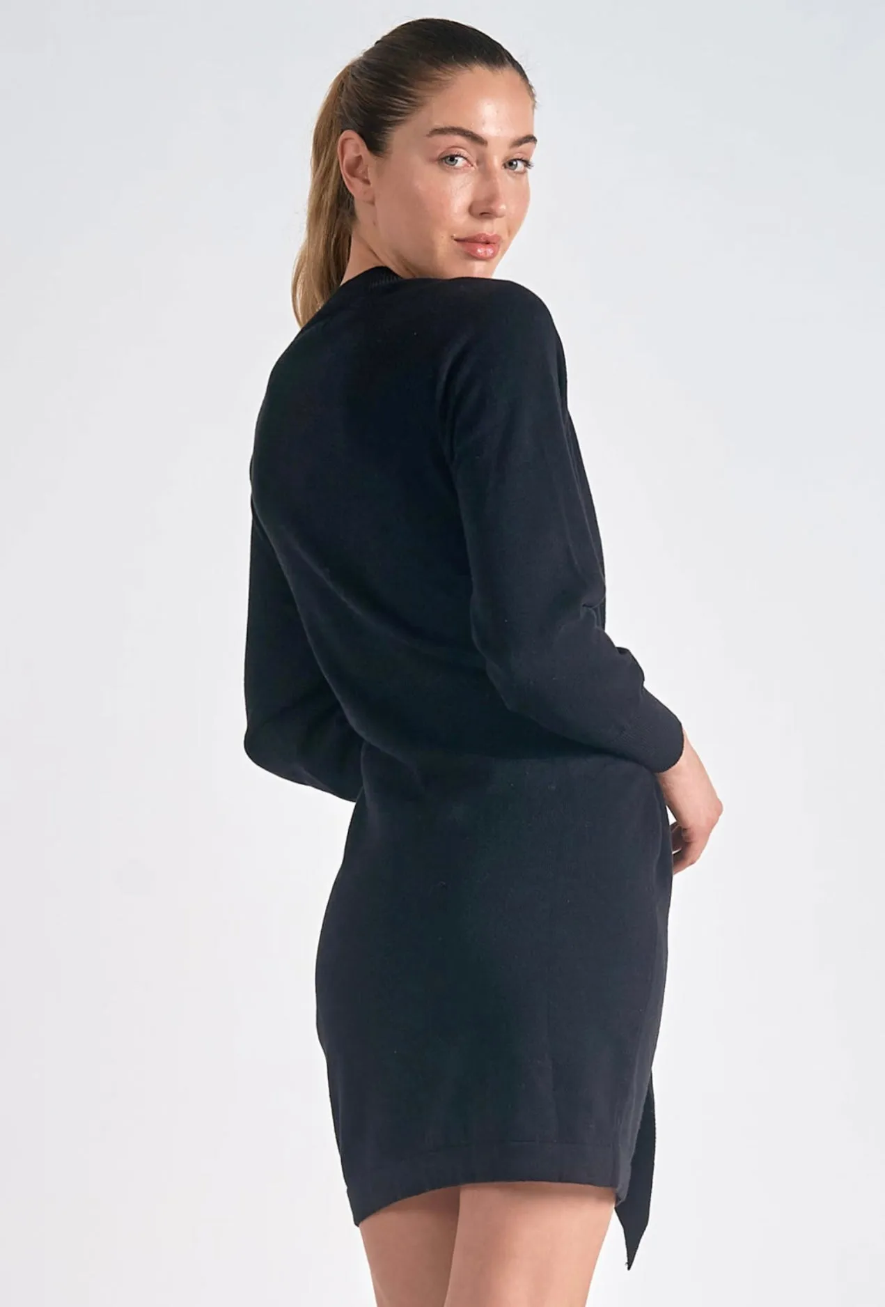 Black Short Sweater Dress