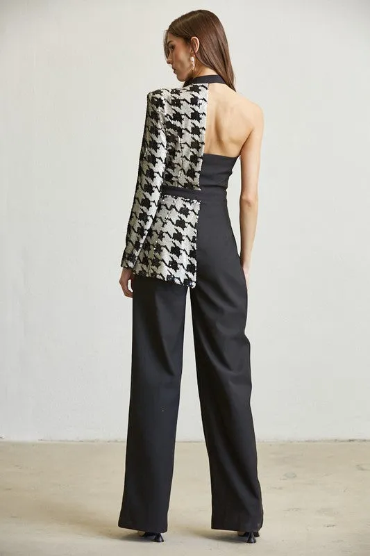 Blackwhite Houndstooth Sequin Jumpsuit