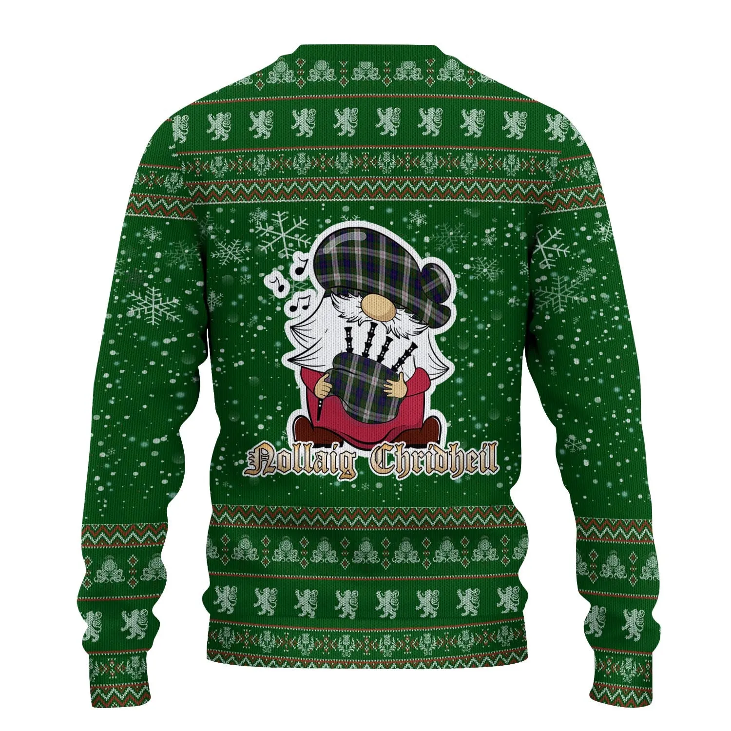 Blair Dress Clan Christmas Family Ugly Sweater with Funny Gnome Playing Bagpipes