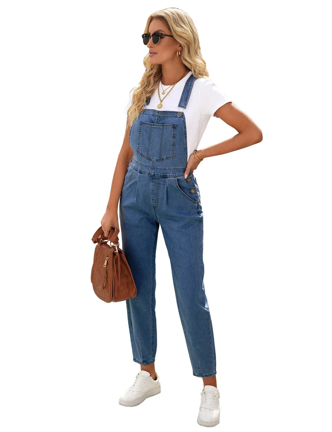 Blue Cuffed Denim Bib Jeans Overalls