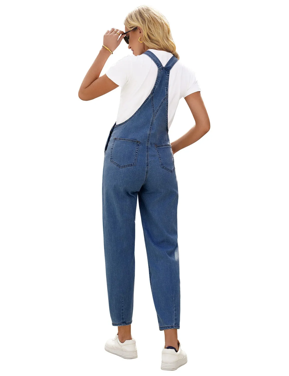 Blue Cuffed Denim Bib Jeans Overalls