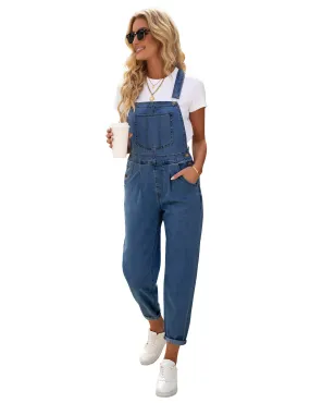 Blue Cuffed Denim Bib Jeans Overalls