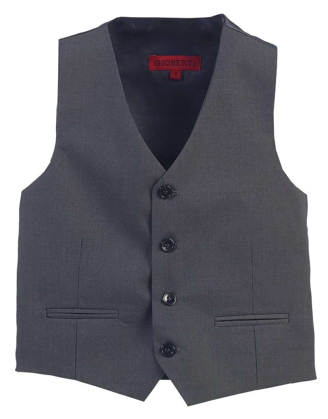 Boys Charcoal 4-Button Suit Vest