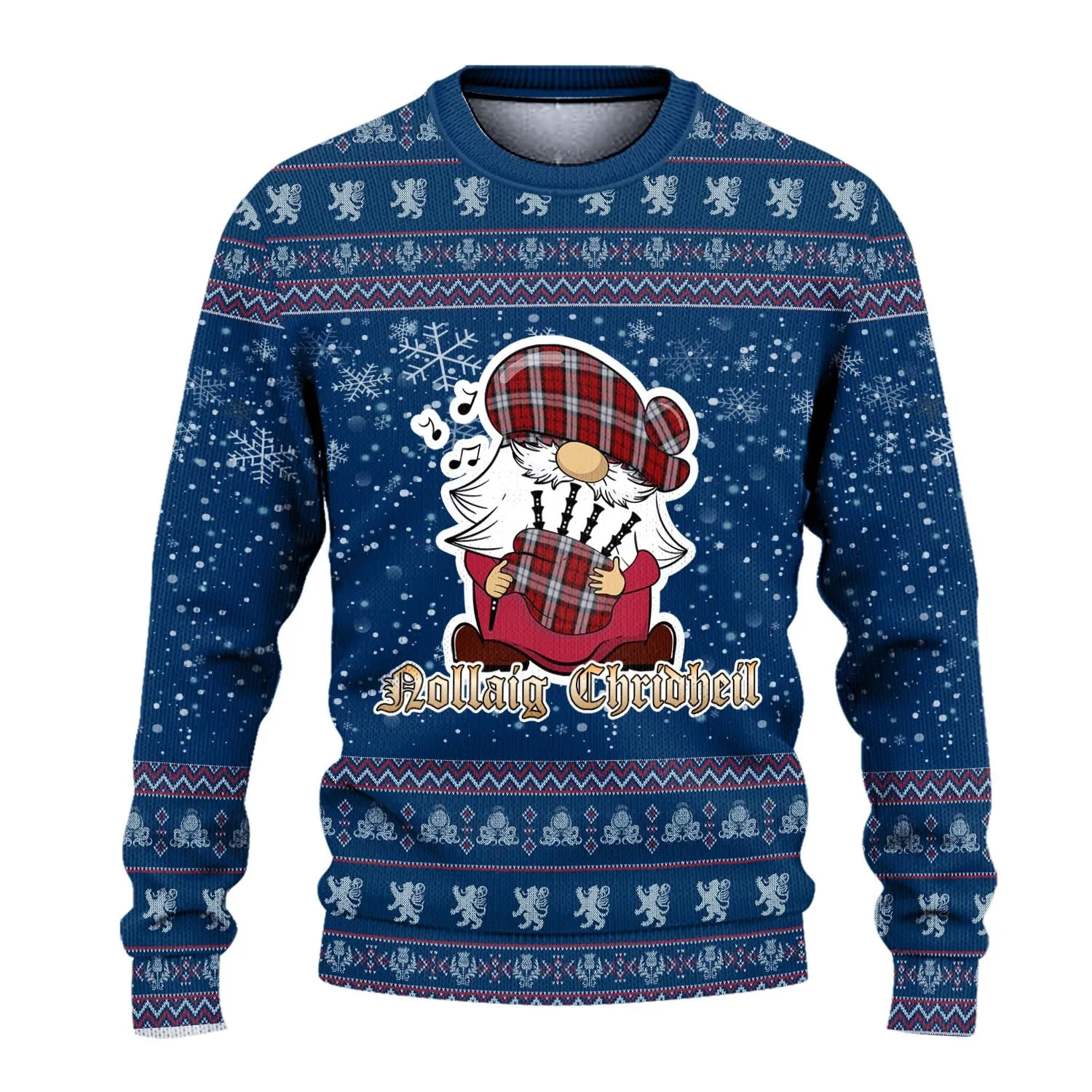 Brodie Dress Clan Christmas Family Ugly Sweater with Funny Gnome Playing Bagpipes