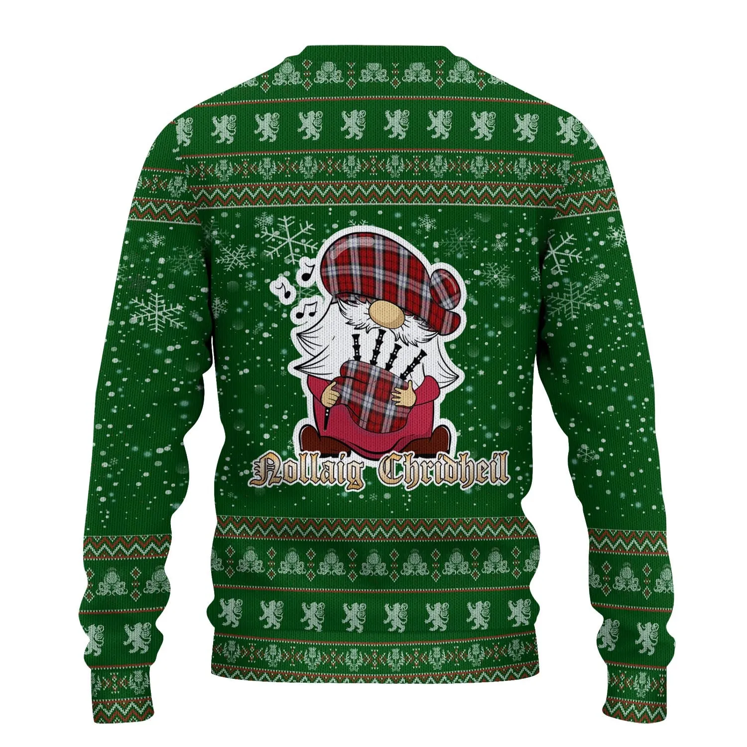 Brodie Dress Clan Christmas Family Ugly Sweater with Funny Gnome Playing Bagpipes