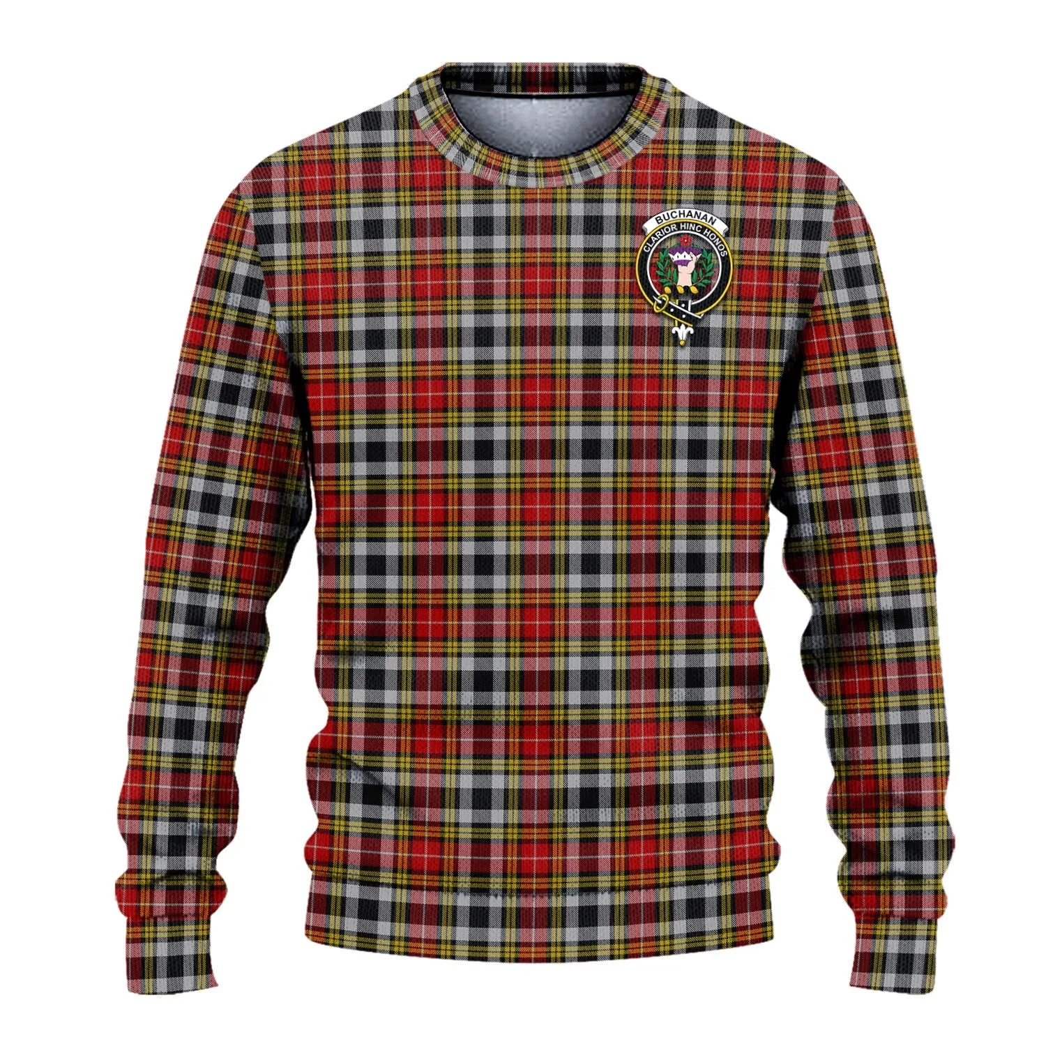 Buchanan Old Dress Tartan Ugly Sweater with Family Crest