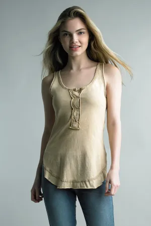 Button Front Italian Cotton Tank Top