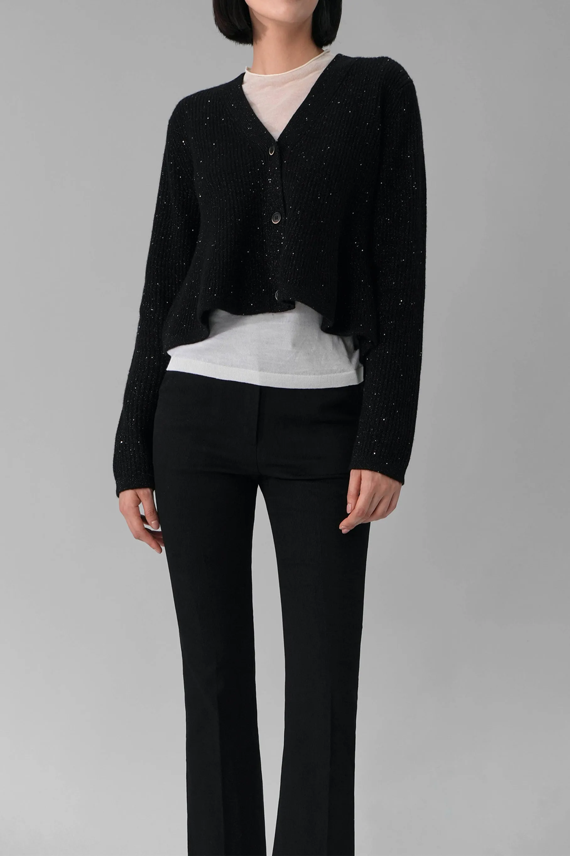 Carey Wool Cardigan, Black