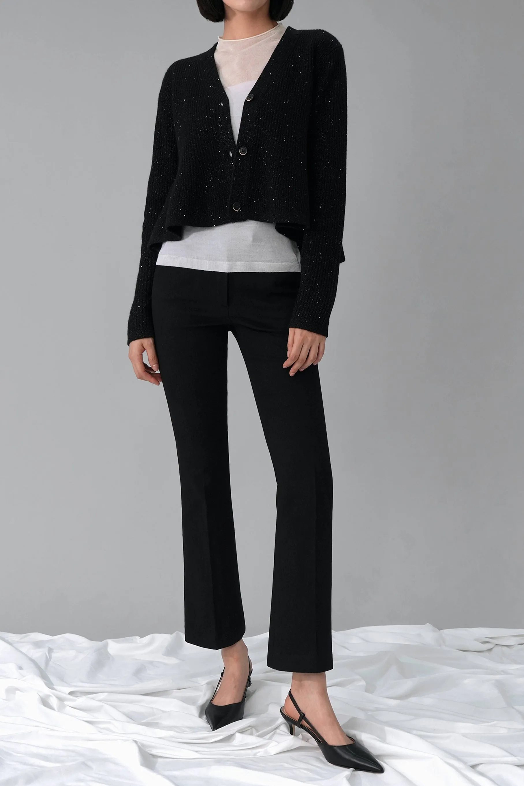 Carey Wool Cardigan, Black