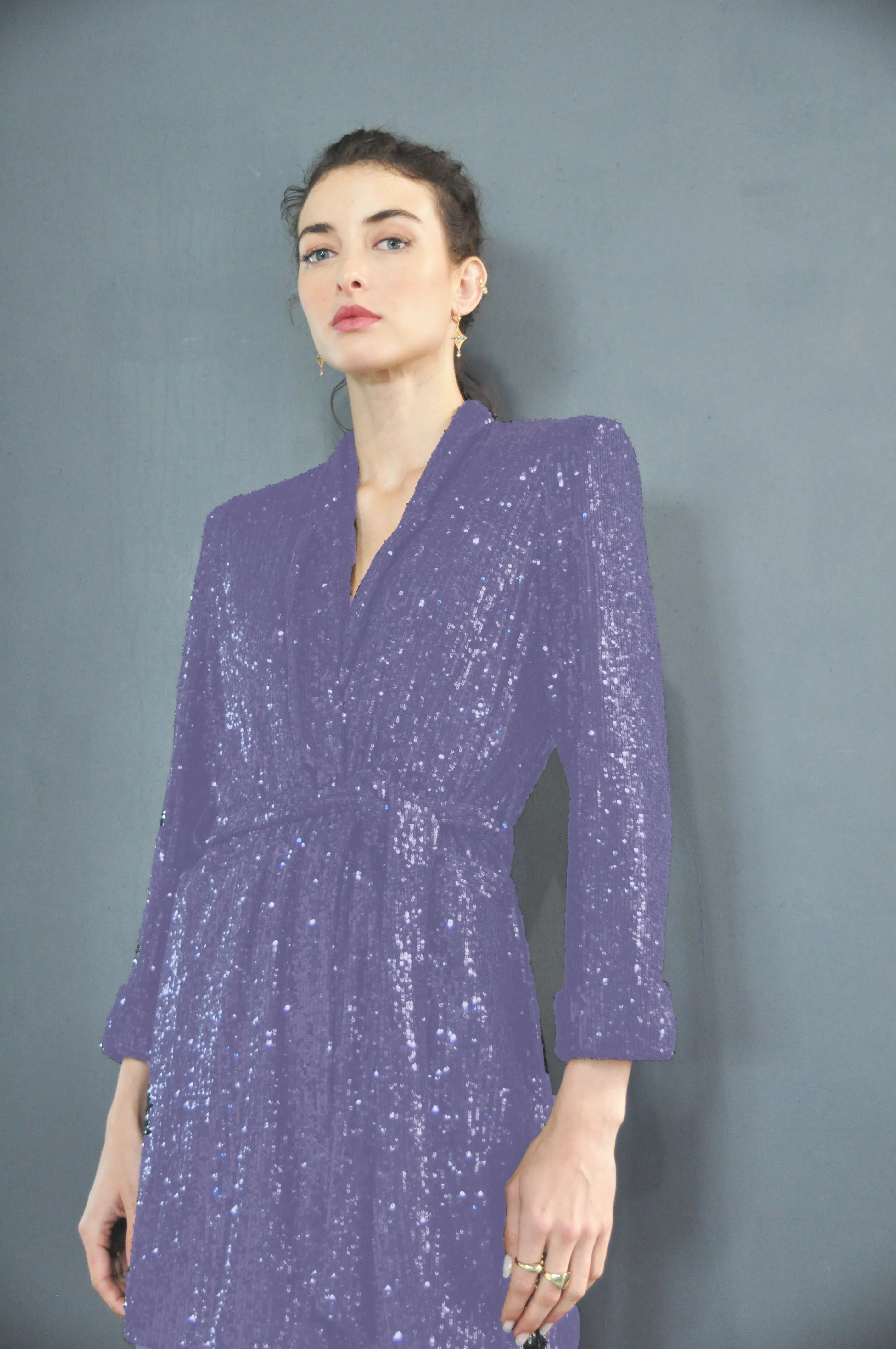 CARLOTTA BLAZER DRESS- SEQUINED LAVANDER