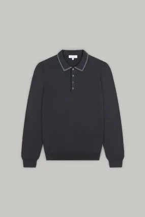 Carnaby 4 Button Knitted Polo Shirt - Charcoal