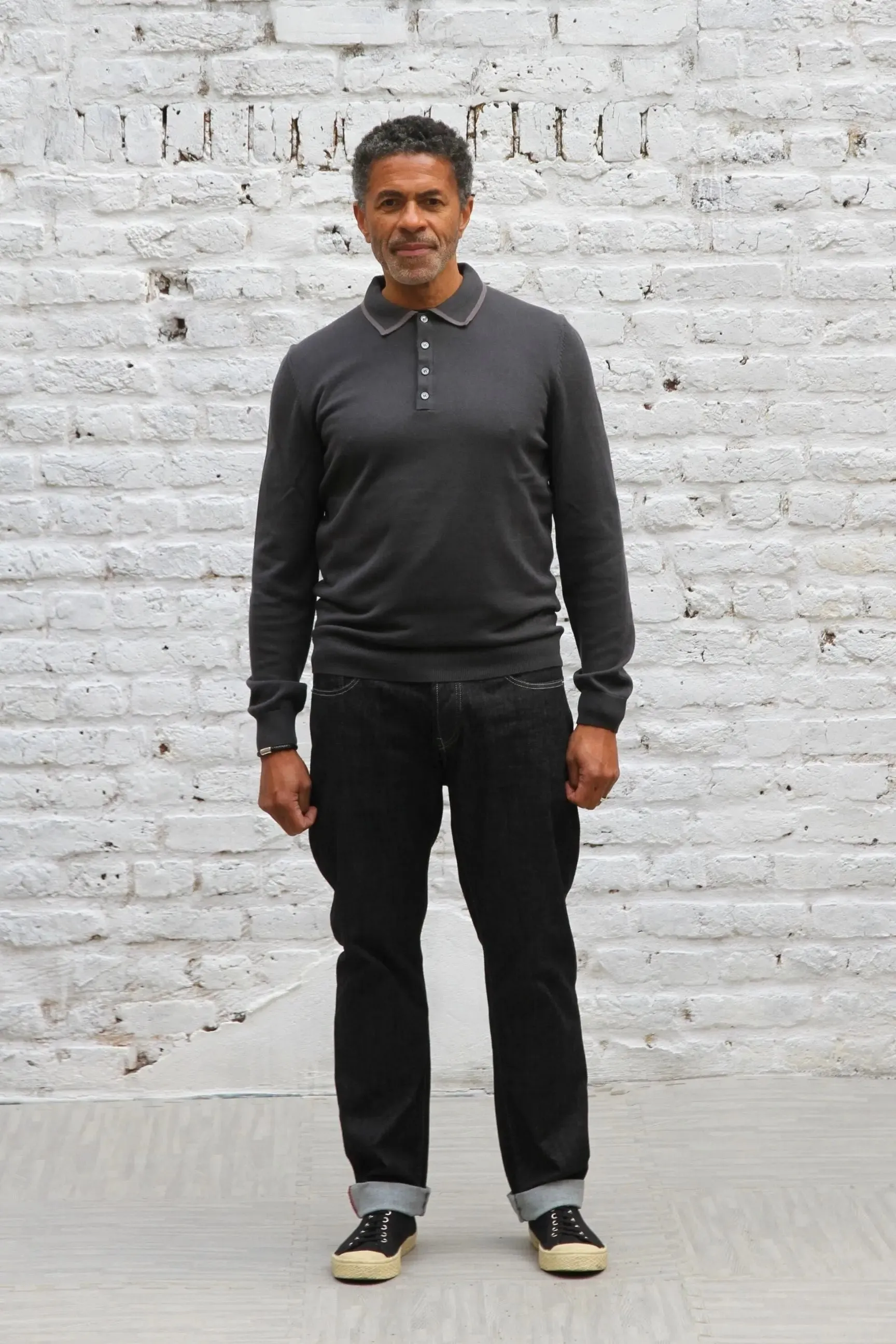 Carnaby 4 Button Knitted Polo Shirt - Charcoal