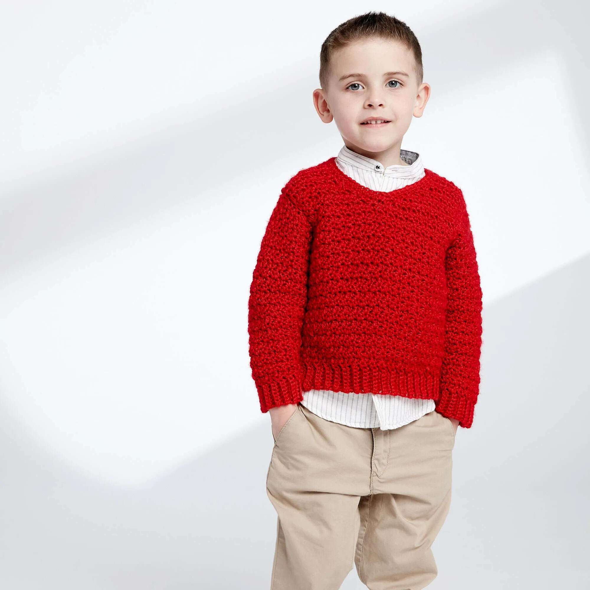 Caron Child's Crochet V-Neck Pullover