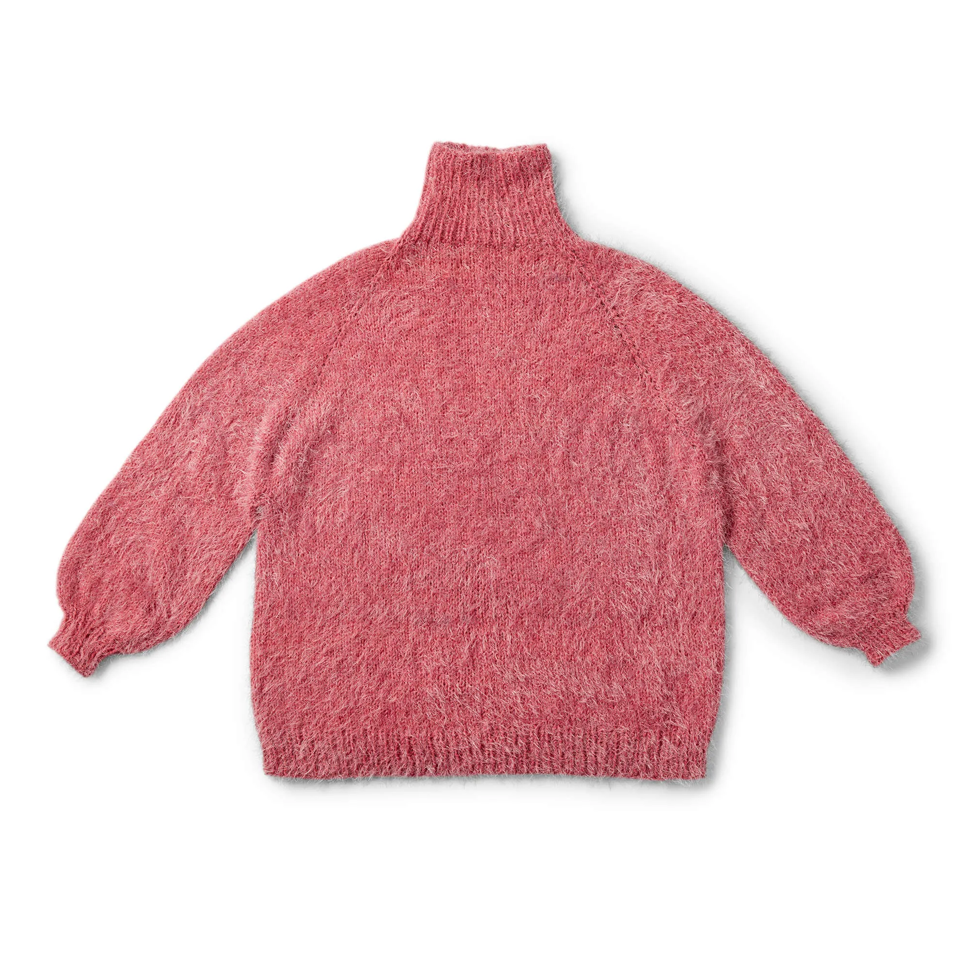 Caron Top Down Funnel Neck Knit Pullover