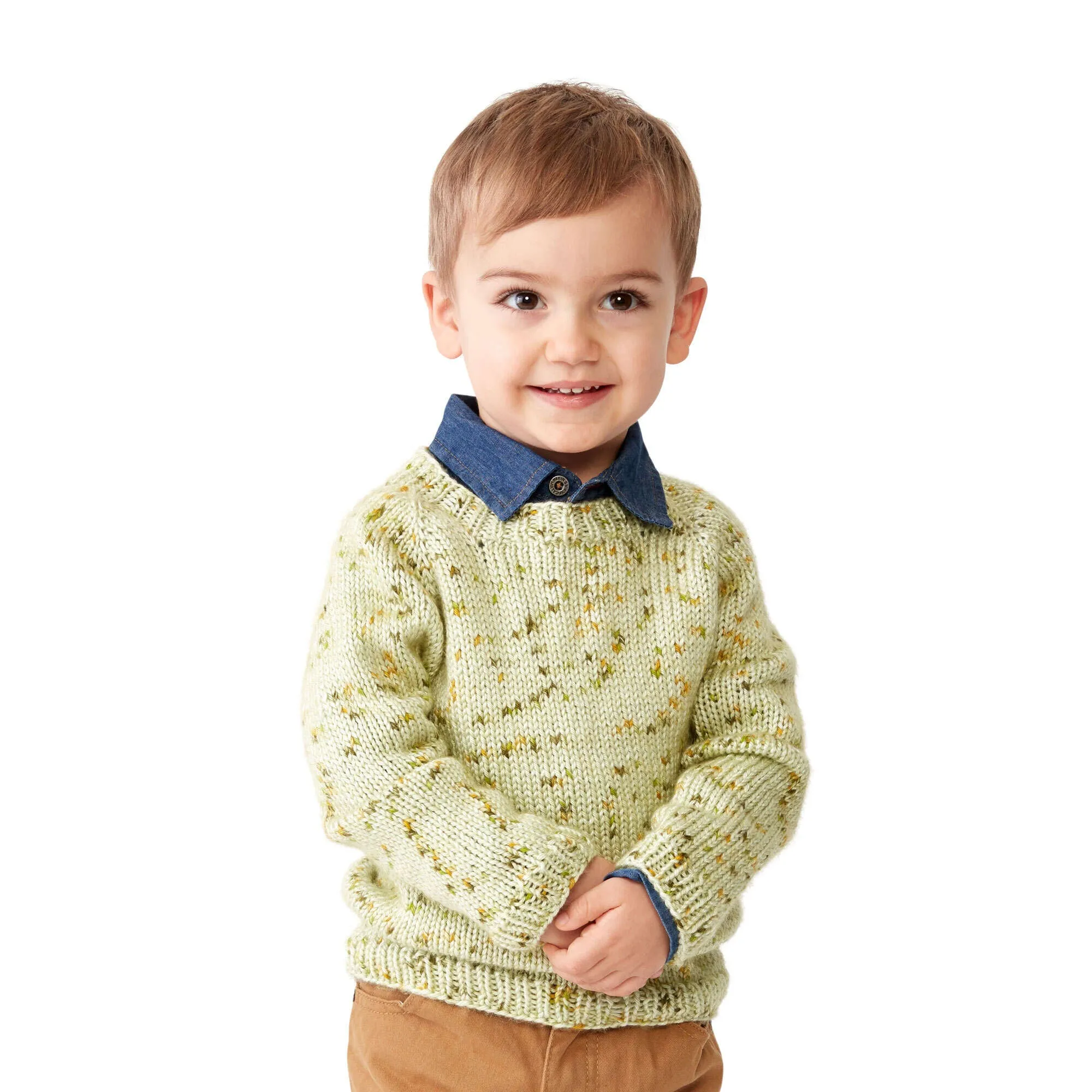 Caron Top Down Knit Baby Pullover